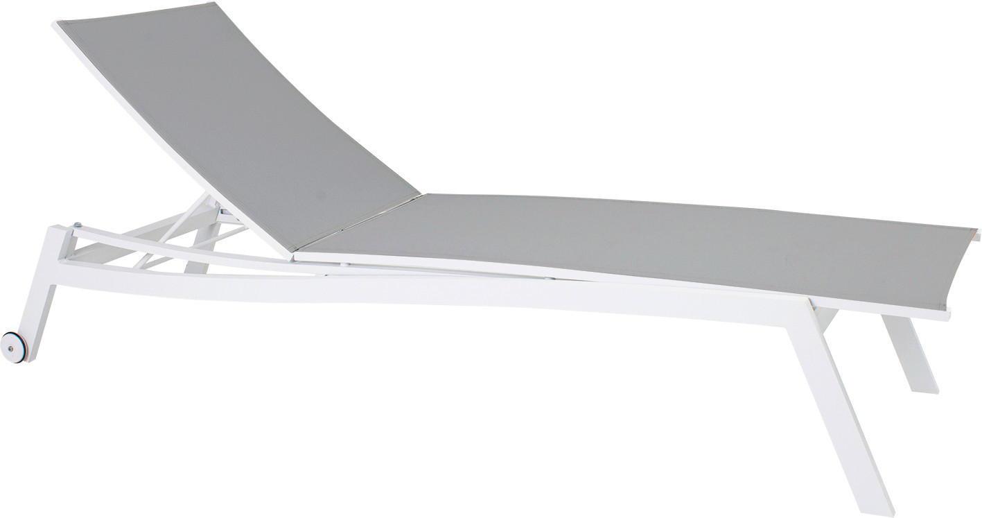 GARTENLIEGE 70/38/201 cm  - Silberfarben/Weiß, Basics, Textil/Metall (70/38/201cm) - Stern