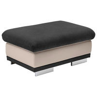 HOCKER Chenille Schwarz, Sandfarben  - Sandfarben/Chromfarben, KONVENTIONELL, Textil/Metall (97/47/67cm) - MID.YOU