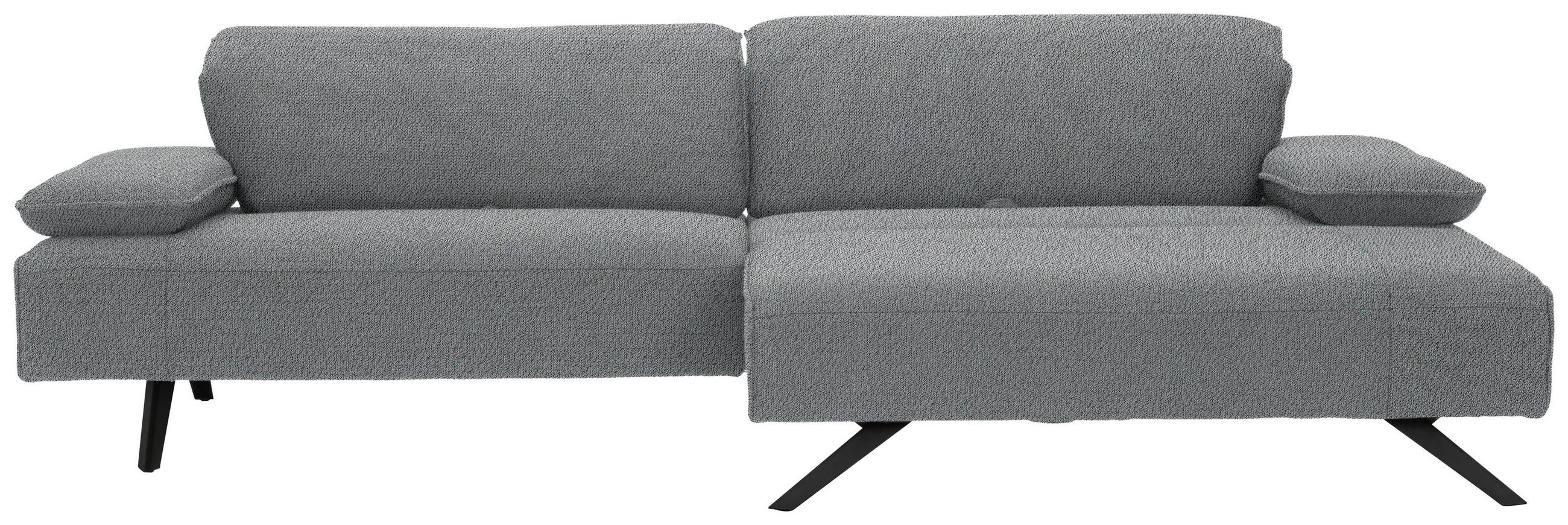 ECKSOFA 280/165 cm Biella in Flachgewebe Hellgrau Rücken echt, Armteilverstellung, Kopfteilverstellung  280/165 cm  - Anthrazit/Hellgrau, Design, Textil/Metall (280/165cm) - Johann Jakob