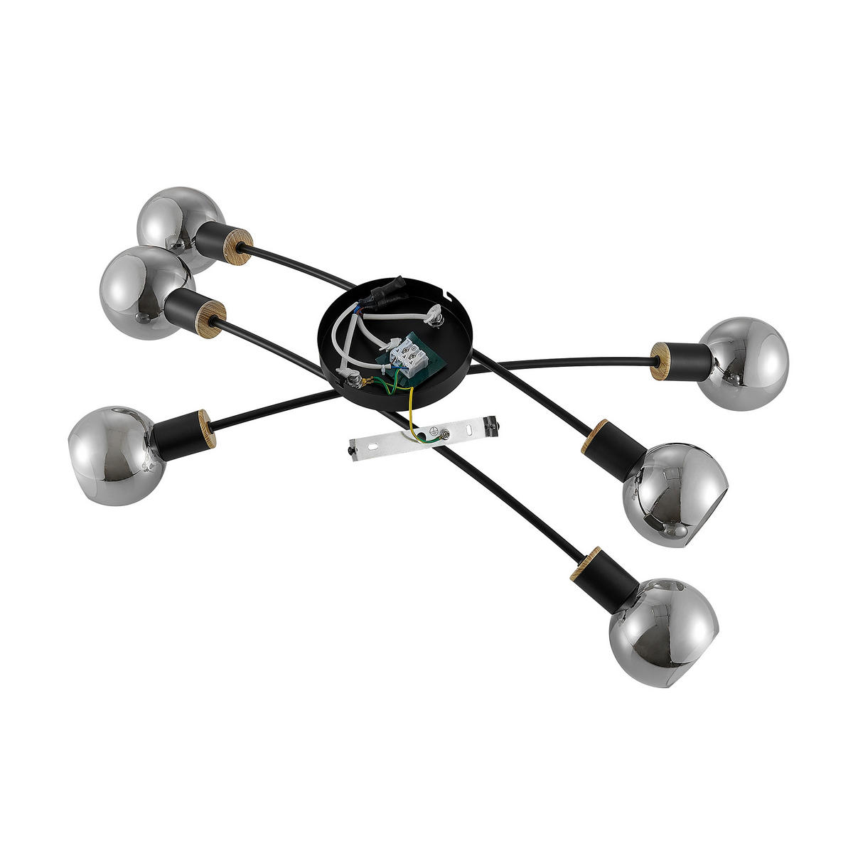 Plafonieră    84/72/18 cm  - culoare lemn frasin/negru, Basics, sticlă/metal (84/72/18cm) - Novel