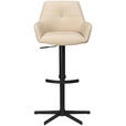 BARHOCKER Echtleder Beige Eisen Sitzfläche 360° drehbar, inklusive Armlehnen  - Beige/Schwarz, Design, Leder/Metall (54/99-117/52,5cm) - Novel
