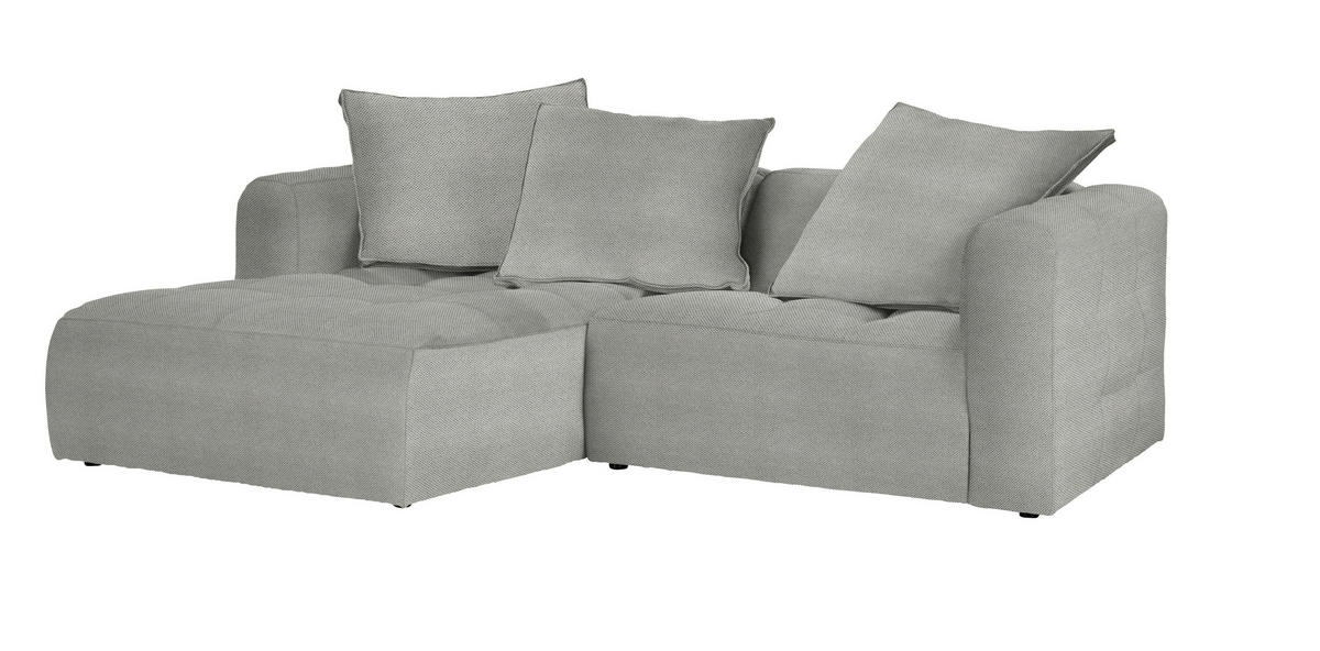ECKSOFA in Webstoff Grau, Hellgrau  - Hellgrau/Schwarz, Modern, Kunststoff/Textil (173/240cm) - Stylife