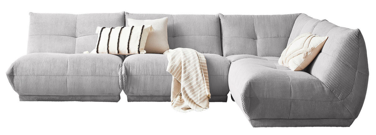 ECKSOFA in Cord Grau  - Grau, Trend, Textil (315/210cm) - Livetastic