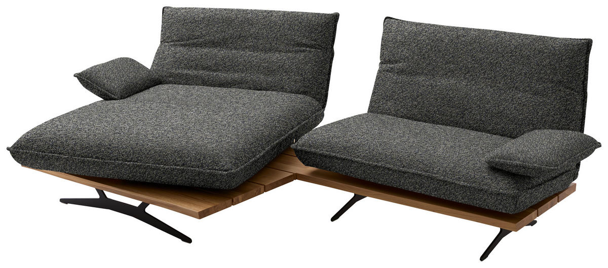 ECKSOFA Chenille, Flachgewebe Wildeiche, Blaugrau  - Wildeiche/Blaugrau, Design, Holz/Textil (161/284cm) - Koinor