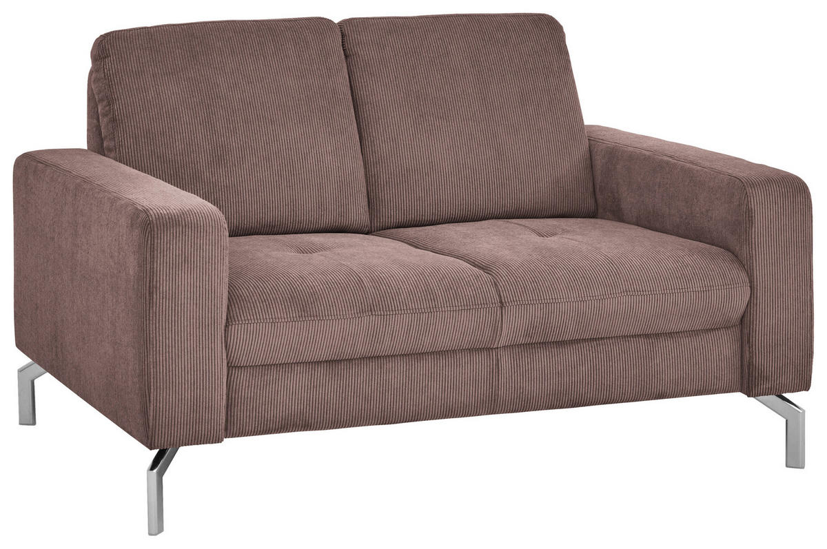 2-SITZER-SOFA  in Feincord Altrosa  - Chromfarben/Altrosa, Design, Textil/Metall (142/87/105cm) - Beldomo Style