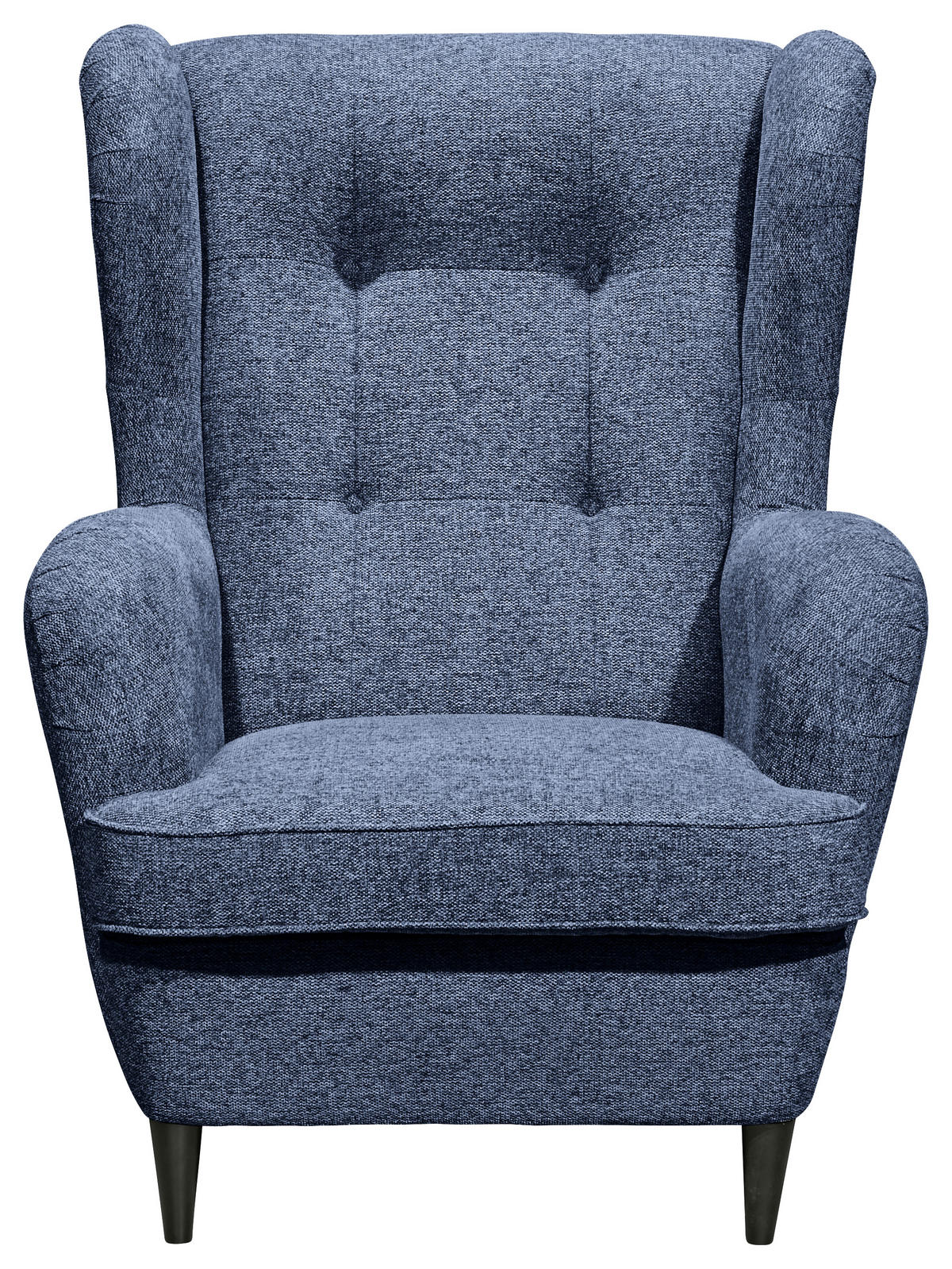 ÖRONLAPPSFÅTÖLJ i vävt tyg mörkblå  - svart/mörkblå, Basics, trämaterial/textil (78/102/98cm) - MID.YOU