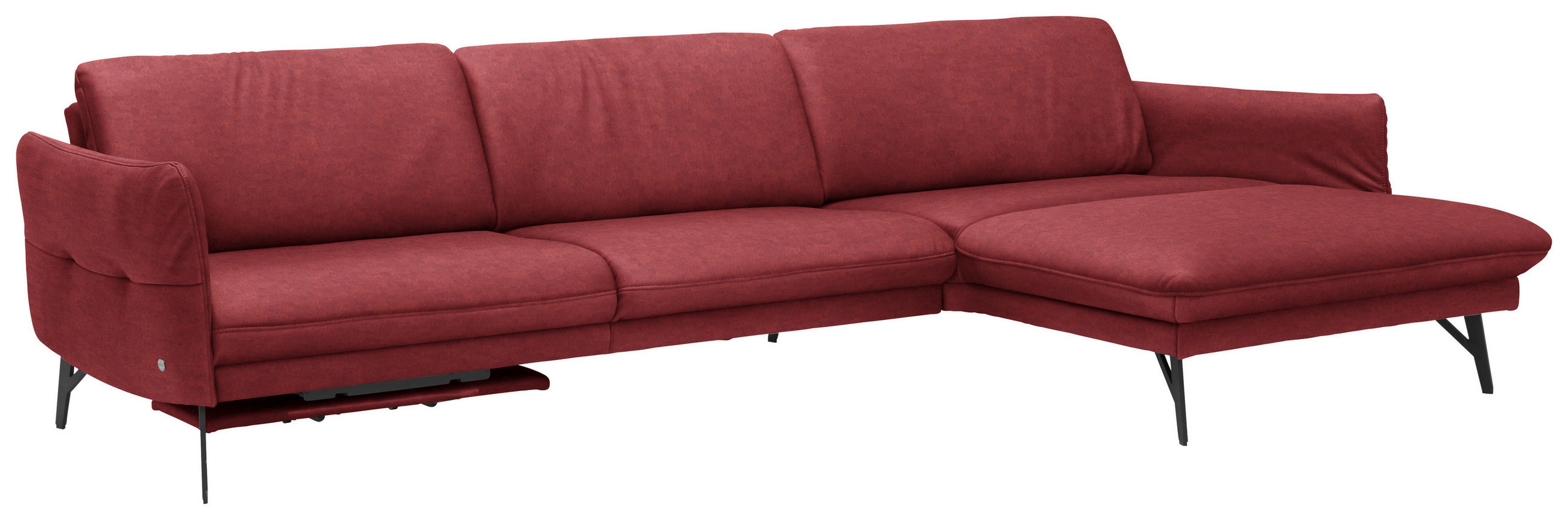 ECKSOFA in Echtleder Weinrot  - Anthrazit/Weinrot, Design, Leder/Metall (330/174cm) - Himolla
