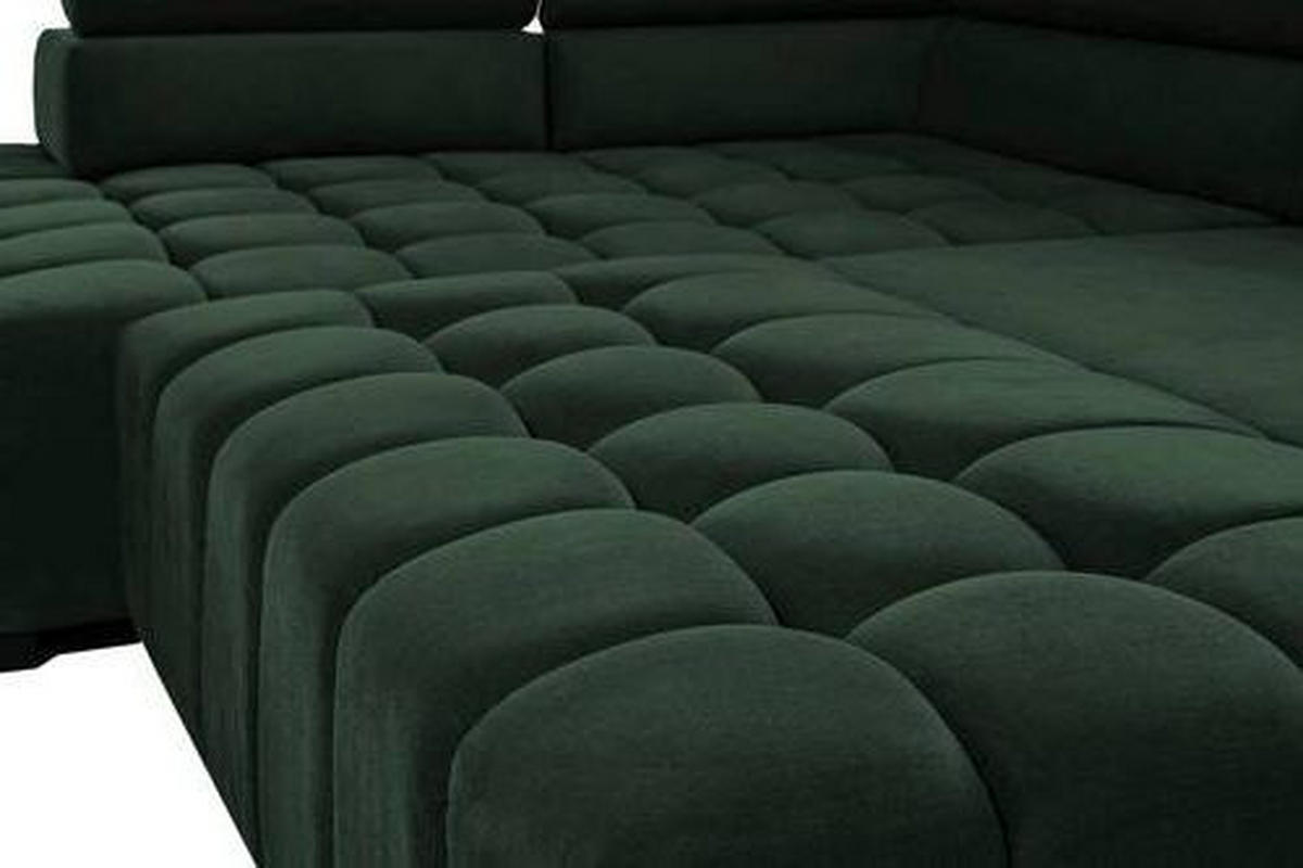 ECKSCHLAFSOFA in Velours Grün  - Schwarz/Grün, Design, Holz/Textil (201/307cm) - Livetastic