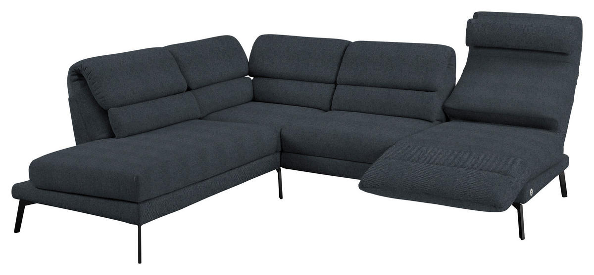 ECKSOFA in Flachgewebe Anthrazit  - Anthrazit/Schwarz, Design, Textil/Metall (212-253/256-363cm) - Dieter Knoll