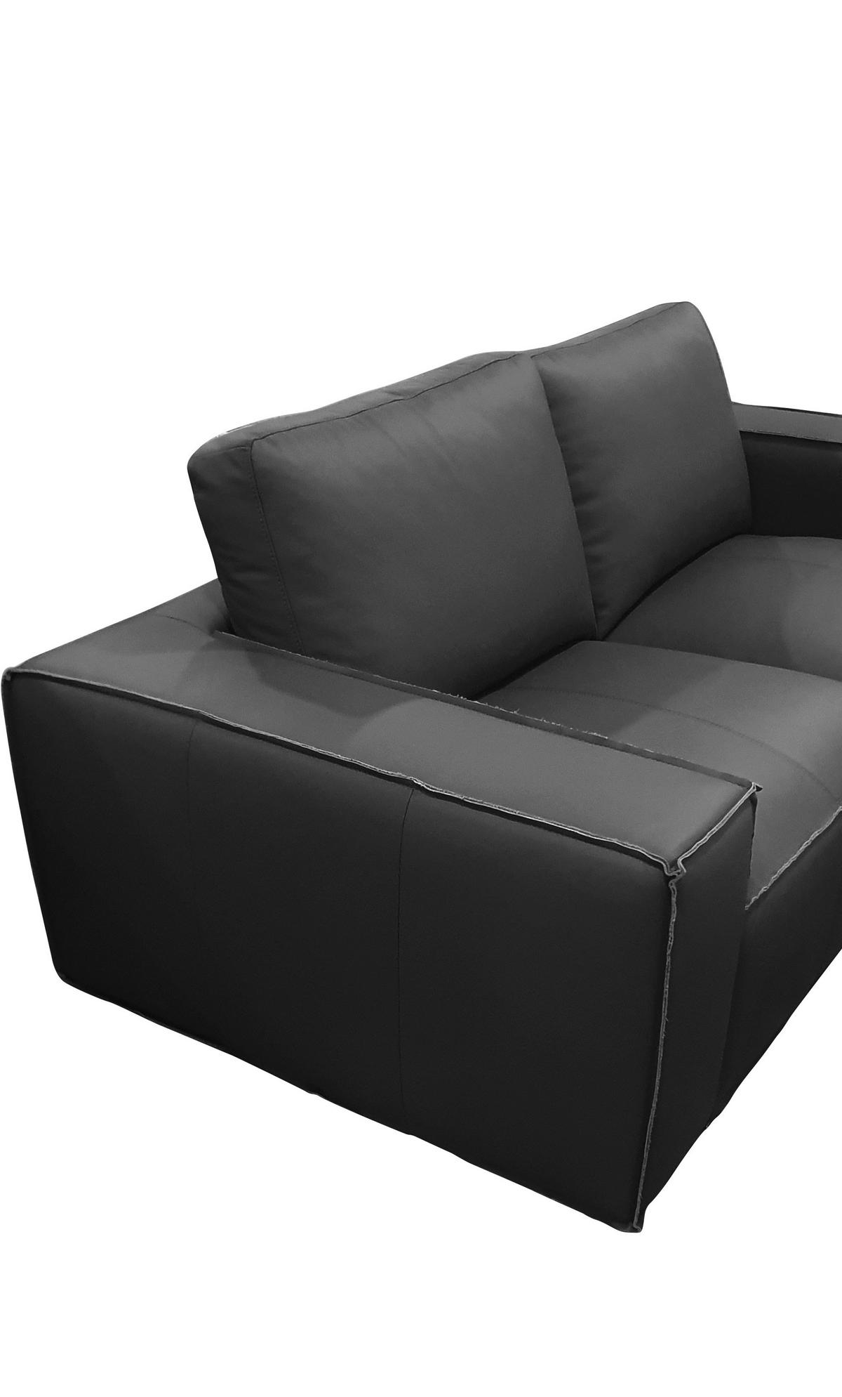 3-SITZER-SOFA VIVO Echtleder Schwarz  - Schwarz, Design, Leder/Kunststoff (236/76/96cm) - MID.YOU