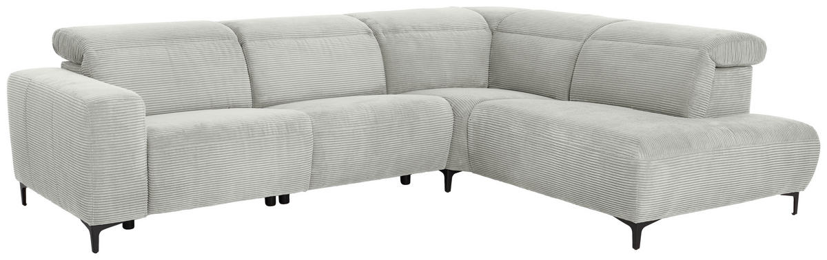 ECKSOFA in Cord Hellgrau  - Hellgrau/Schwarz, Design, Textil (290/223cm) - Pure Home Lifestyle