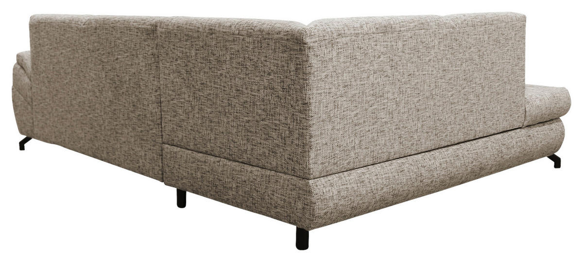 ECKSOFA in Struktur, Plüsch Hellbraun  - Hellbraun/Schwarz, Design, Textil/Metall (201/274cm) - MID.YOU