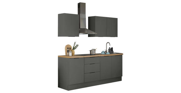 KÜCHENLEERBLOCK in Graphitfarben - Schwarz/Graphitfarben, Basics, Holzwerkstoff/Metall (210/211/60cm) - Xora