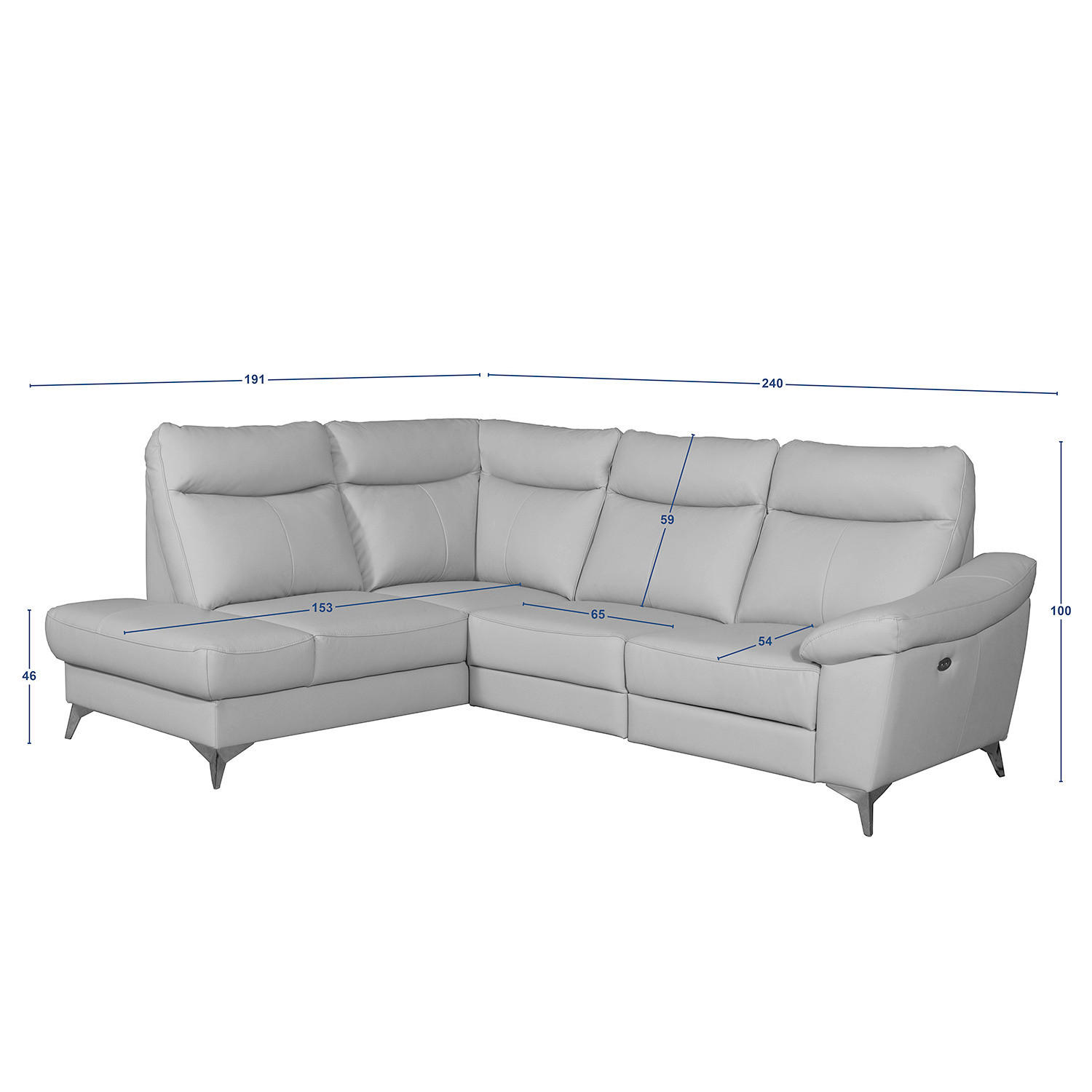 ECKSOFA Schlammfarben Echtleder Lederlook  - Chromfarben/Schlammfarben, Design, Leder/Textil (194cm) - Livetastic