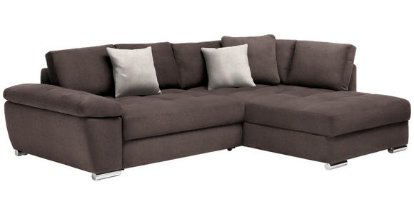 ECKSOFA in Webstoff Dunkelbraun  - Chromfarben/Dunkelbraun, Design, Kunststoff/Textil (276/212cm) - Carryhome