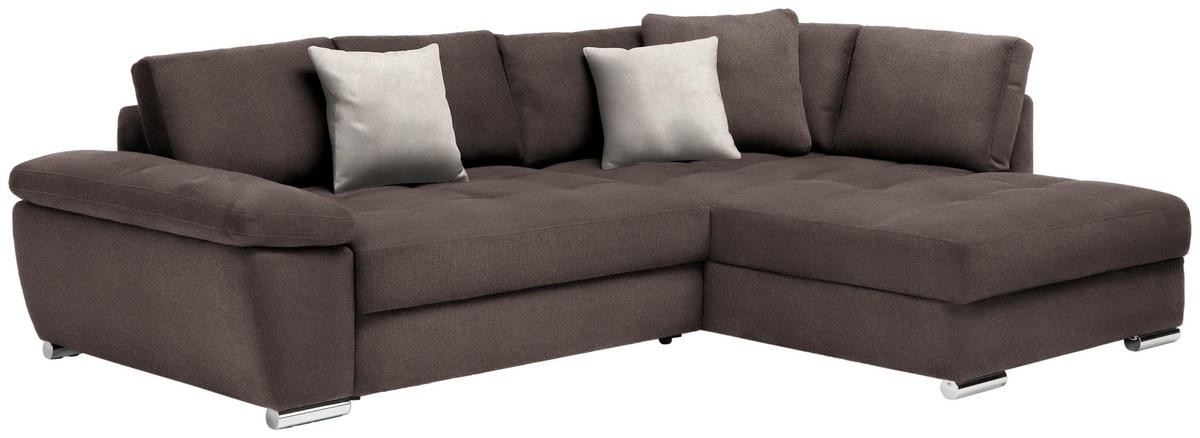 ECKSOFA in Webstoff Dunkelbraun  276/212 cm  - Chromfarben/Dunkelbraun, Design, Kunststoff/Textil (276/212cm) - Carryhome