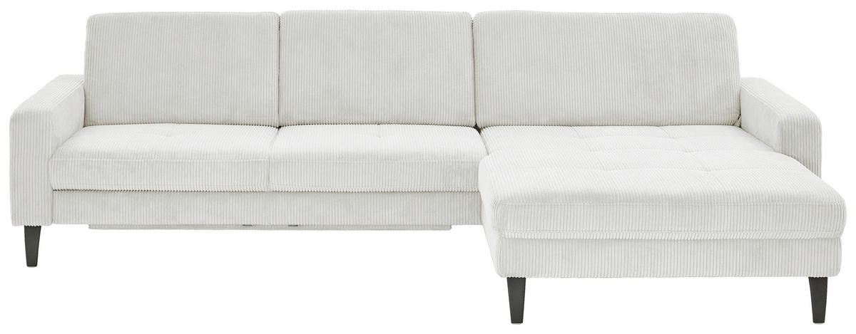 ECKSOFA Cord Ecru  - Ecru/Schwarz, Modern, Textil/Metall (302/177cm) - Beldomo Style