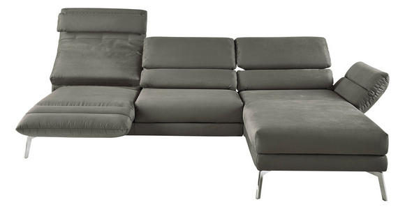 ECKSOFA Graphitfarben Mikrofaser  - Chromfarben/Graphitfarben, Design, Textil/Metall (273-327/176-217cm) - Dieter Knoll