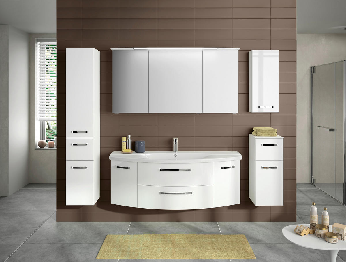 VYSOKÁ SKRINKA, biela s vysokým leskom, biela, 30/168/33 cm - biela/biela s vysokým leskom, Konventionell, kompozitné drevo/plast (30/168/33cm) - Sadena