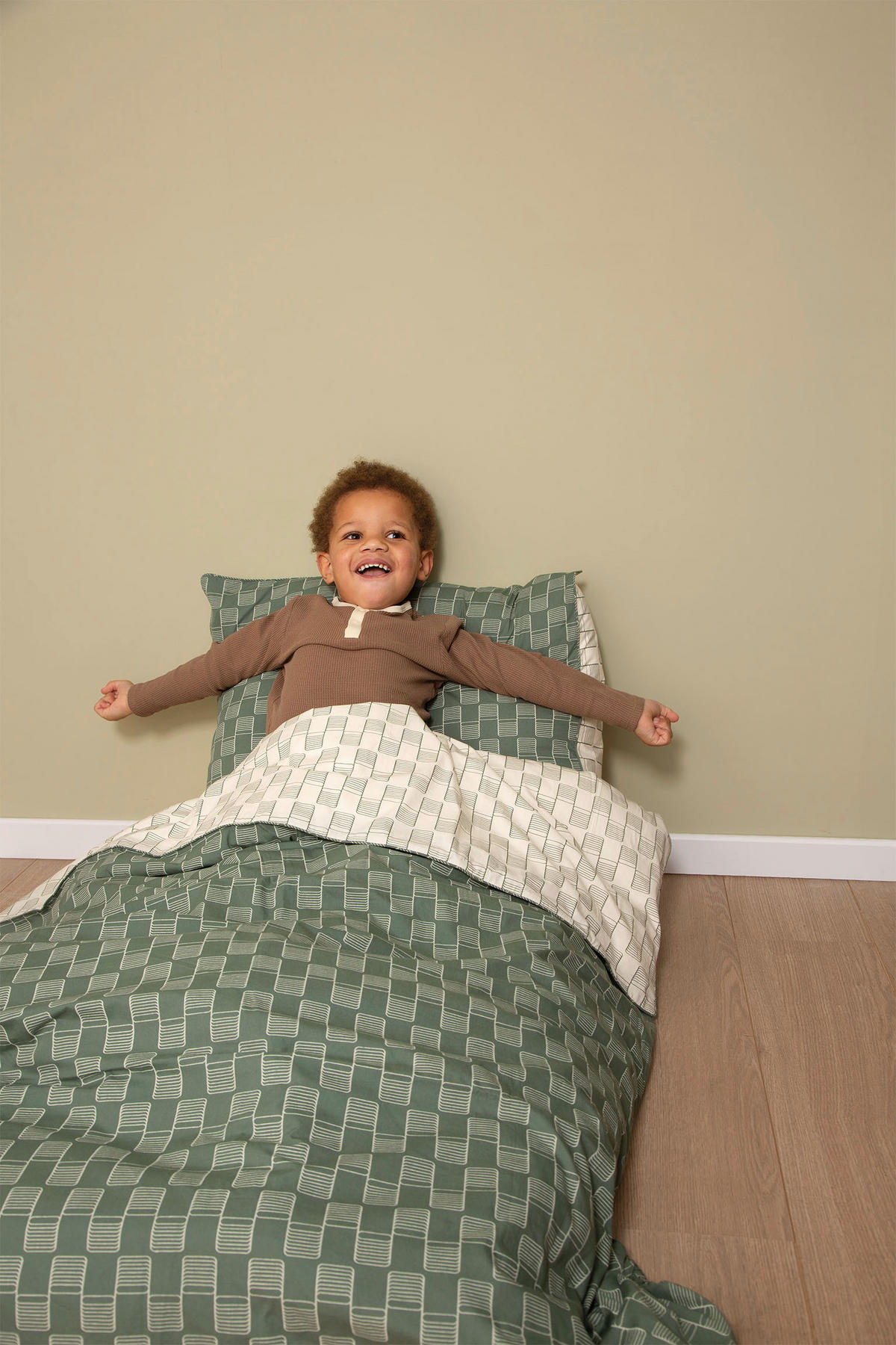 BABYBETTWÄSCHE Sticky Stripes 140/200 cm  - Dunkelgrün/Weiß, Basics, Textil (140/200cm) - Witlof for Kids