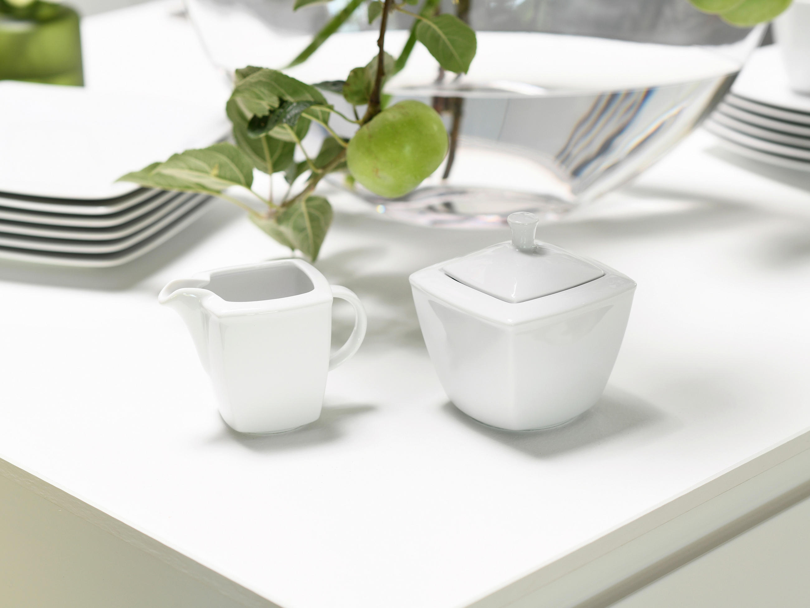 MILCH- UND ZUCKER-SET - Weiß, Basics, Keramik - Creatable