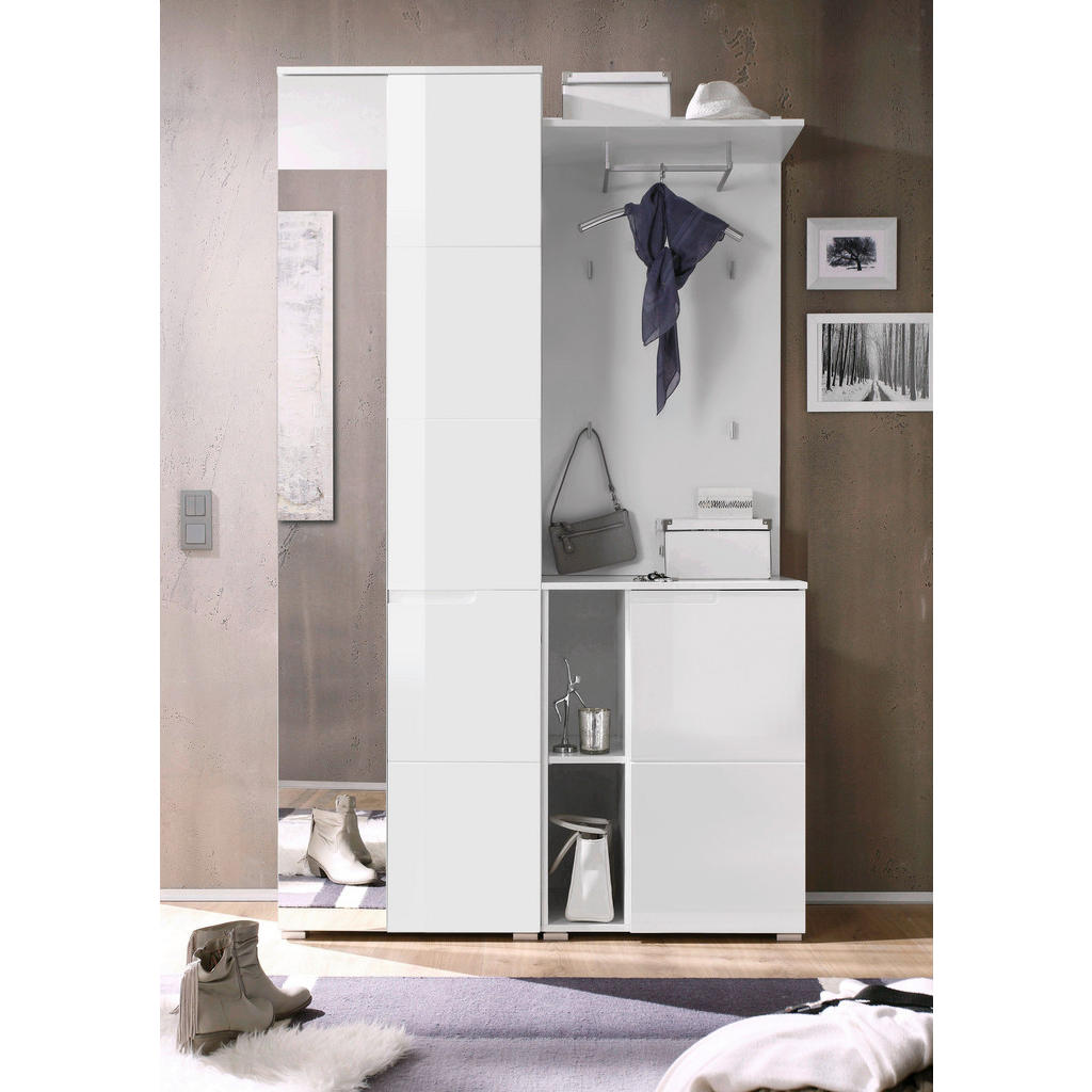 Thumbnail - Xora Garderobe Spice, Weiß, Glas, Holzwerkstoff, 3-teilig, 120x198x40 cm, Garderobe, Garderoben-Sets & Serien