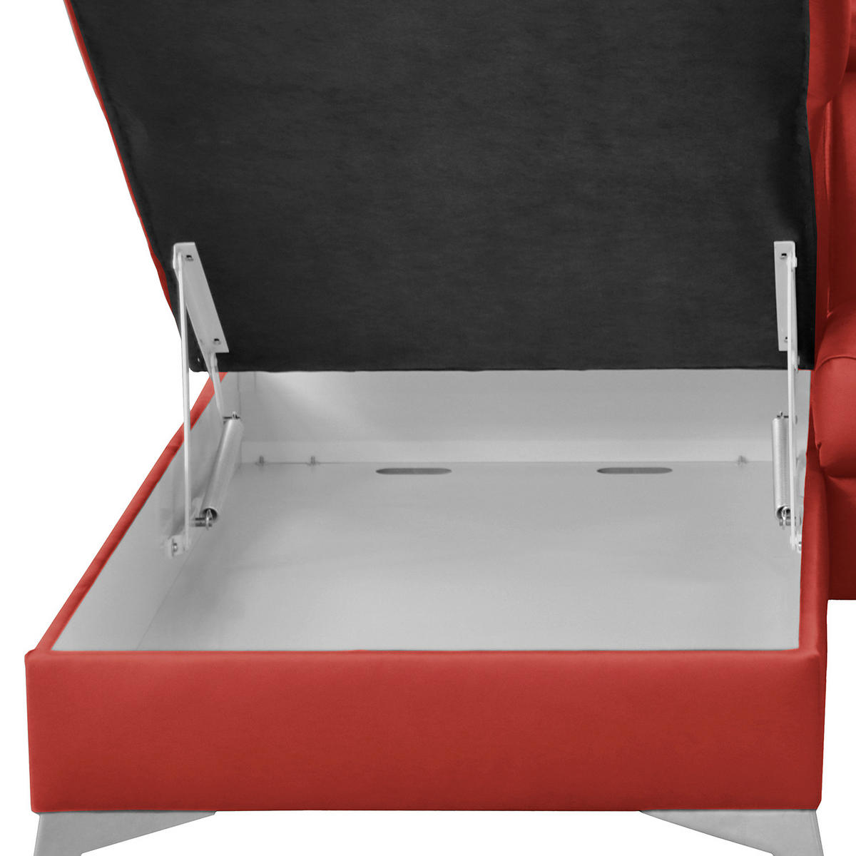 ECKSOFA Rot Echtleder Lederlook  - Chromfarben/Rot, Design, Leder/Textil (197/257cm) - Livetastic