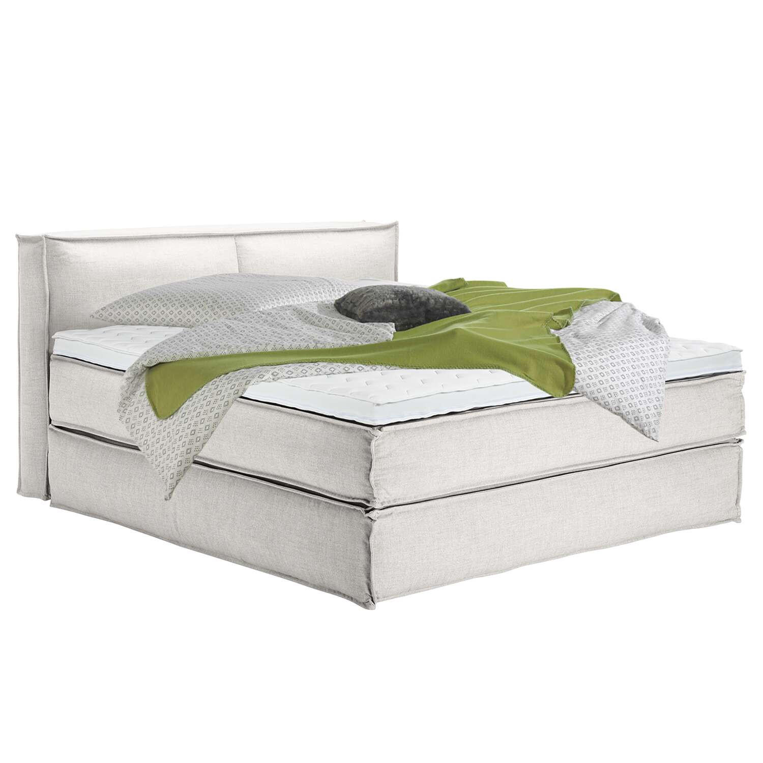 BOXSPRINGBETT 180/200 cm  in Creme  - Creme/Schwarz, Design, Textil (180/200cm) - home24