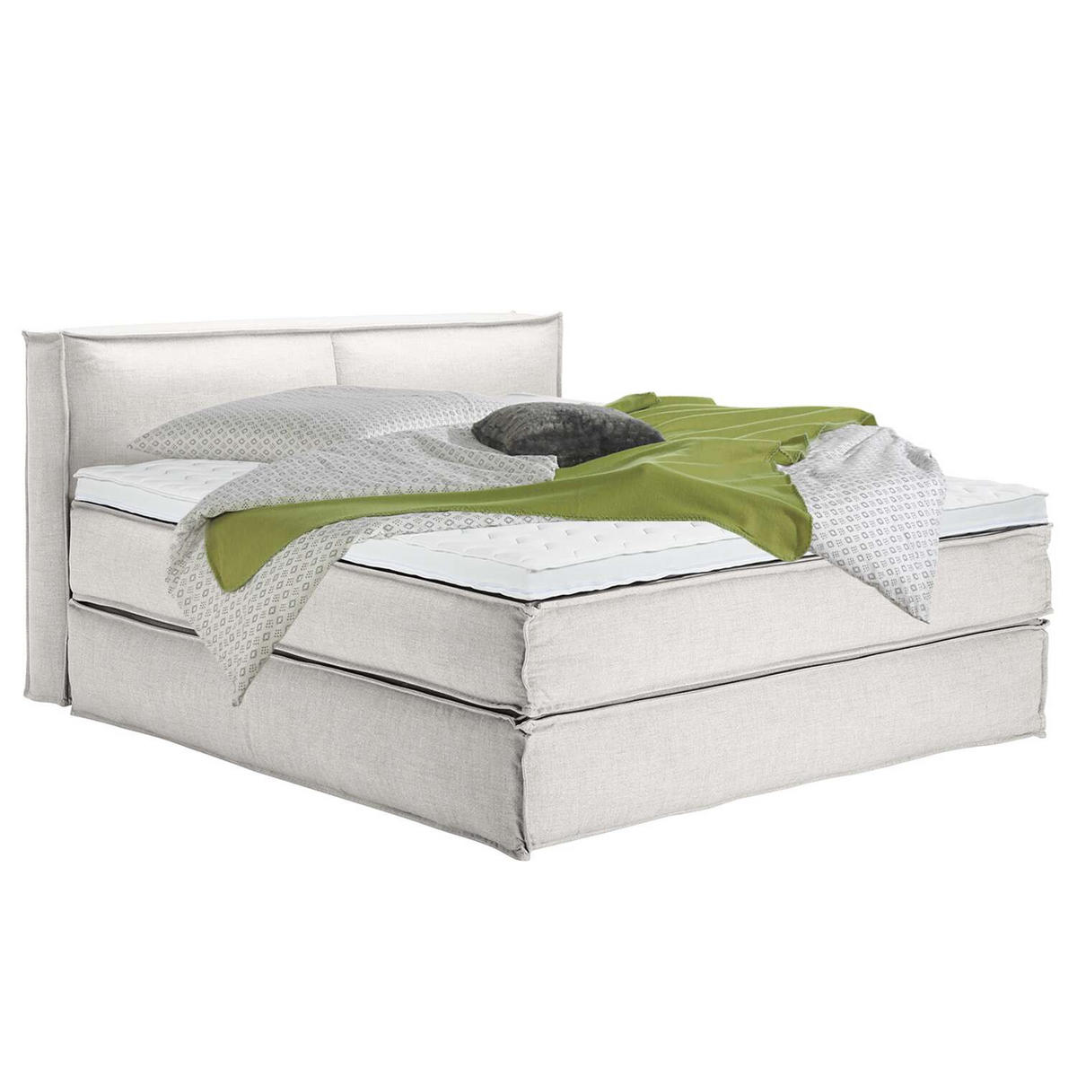 BOXSPRINGBETT KINX - Creme/Schwarz, Design, Textil (180/220cm) - home24