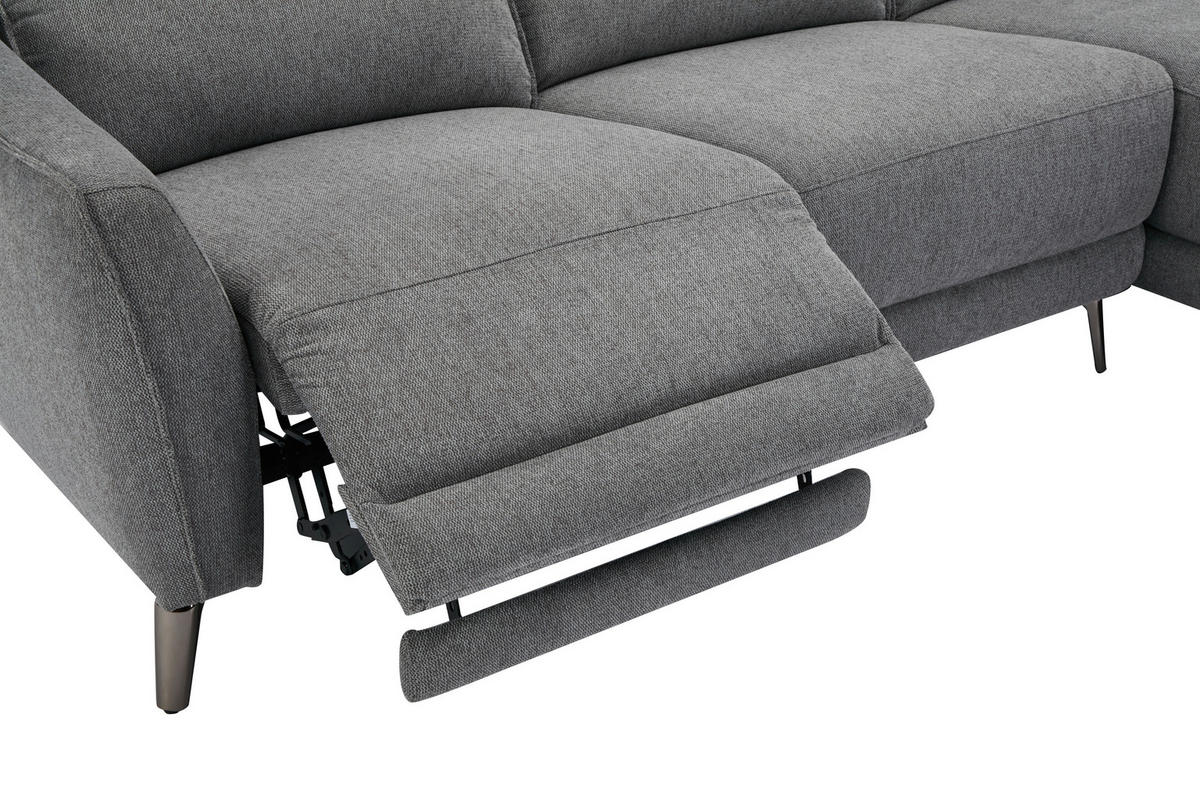 ECKSOFA in Struktur Grau  - Chromfarben/Grau, Modern, Textil/Metall (239/168cm) - MID.YOU