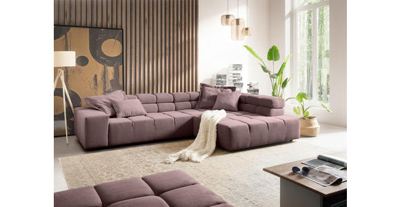 ECKSOFA Altrosa Feincord  - Schwarz/Altrosa, Design, Kunststoff/Textil (319/215cm) - Hom`in