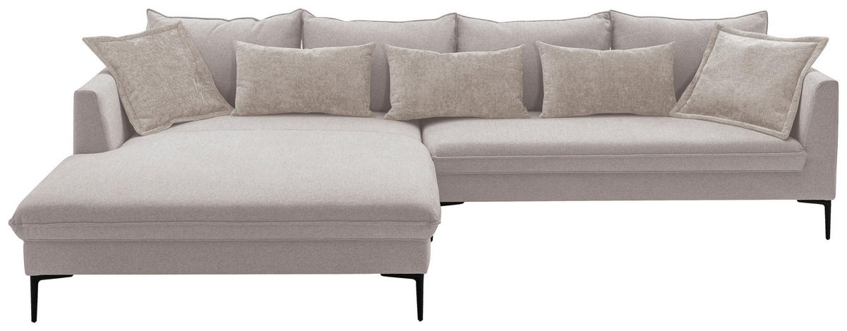 ECKSOFA PIAZZA Beige Flachgewebe  - Beige/Schwarz, Design, Textil/Metall (187/321cm) - Livetastic