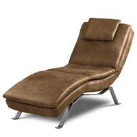 RELAXLIEGE Lederlook Braun  - Silberfarben/Braun, Design, Textil/Metall (65/95/171cm) - Celina Home