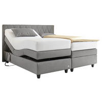 BOXSPRINGBETT 160/200 cm,  in Grau, Matratze, gepolstertes Kopfteil, motorische Verstellbarkeit, H2 + H3 = mittel + fest  - Schwarz/Grau, Design, Kunststoff/Textil (160/200cm) - RUF Betten
