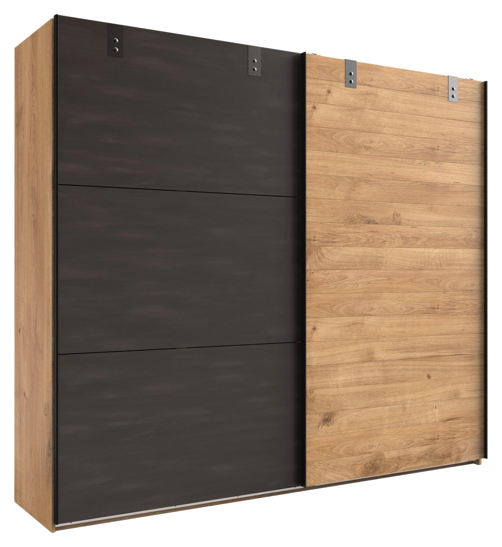 FÜGGESZTETT TOLÓAJTÓS SZEKRÉN tölgyfa, grafitszürke  - grafitszürke/tölgyfa, Basics, faalapú anyag/fém (250/216/65cm) - Carryhome