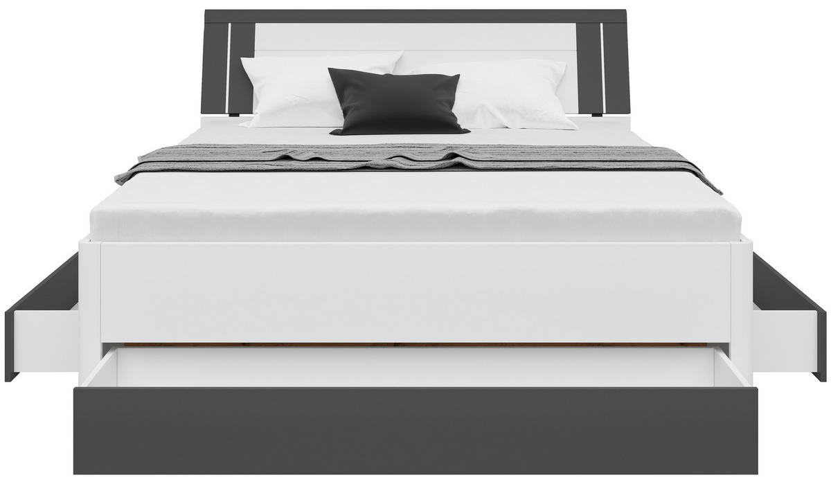 STAURAUMBETT 160/200 cm  in Graphitfarben, Weiß  - Graphitfarben/Eiche Artisan, KONVENTIONELL, Holzwerkstoff (160/200cm)