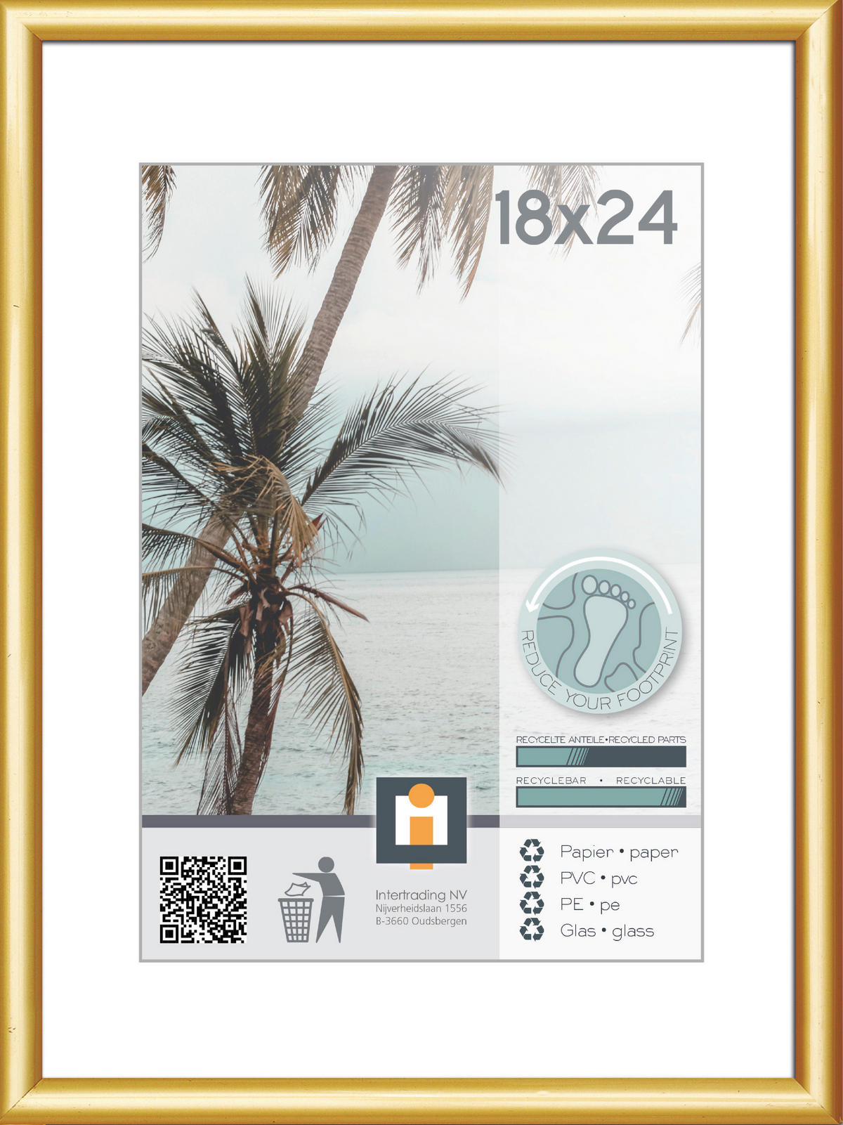 RÁM NA OBRAZY, 1 foto 18 cm x 24 cm - barvy zlata, Basics, plast/sklo (25,2/19cm)