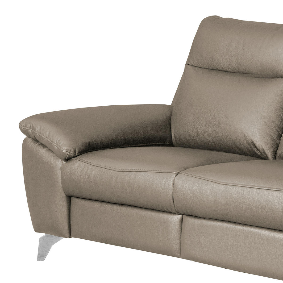 2-SITZER-SOFA 178/95/96 cm PERLE in Echtleder Taupe   - Taupe/Chromfarben, Design, Leder/Metall (178/95/96cm) - Livetastic