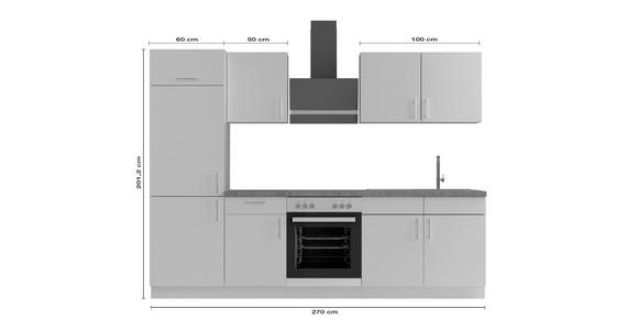 KÜCHENBLOCK 270 cm   in Hellgrau  - Edelstahlfarben/Hellgrau, Design, Holzwerkstoff/Metall (270cm) - Xora