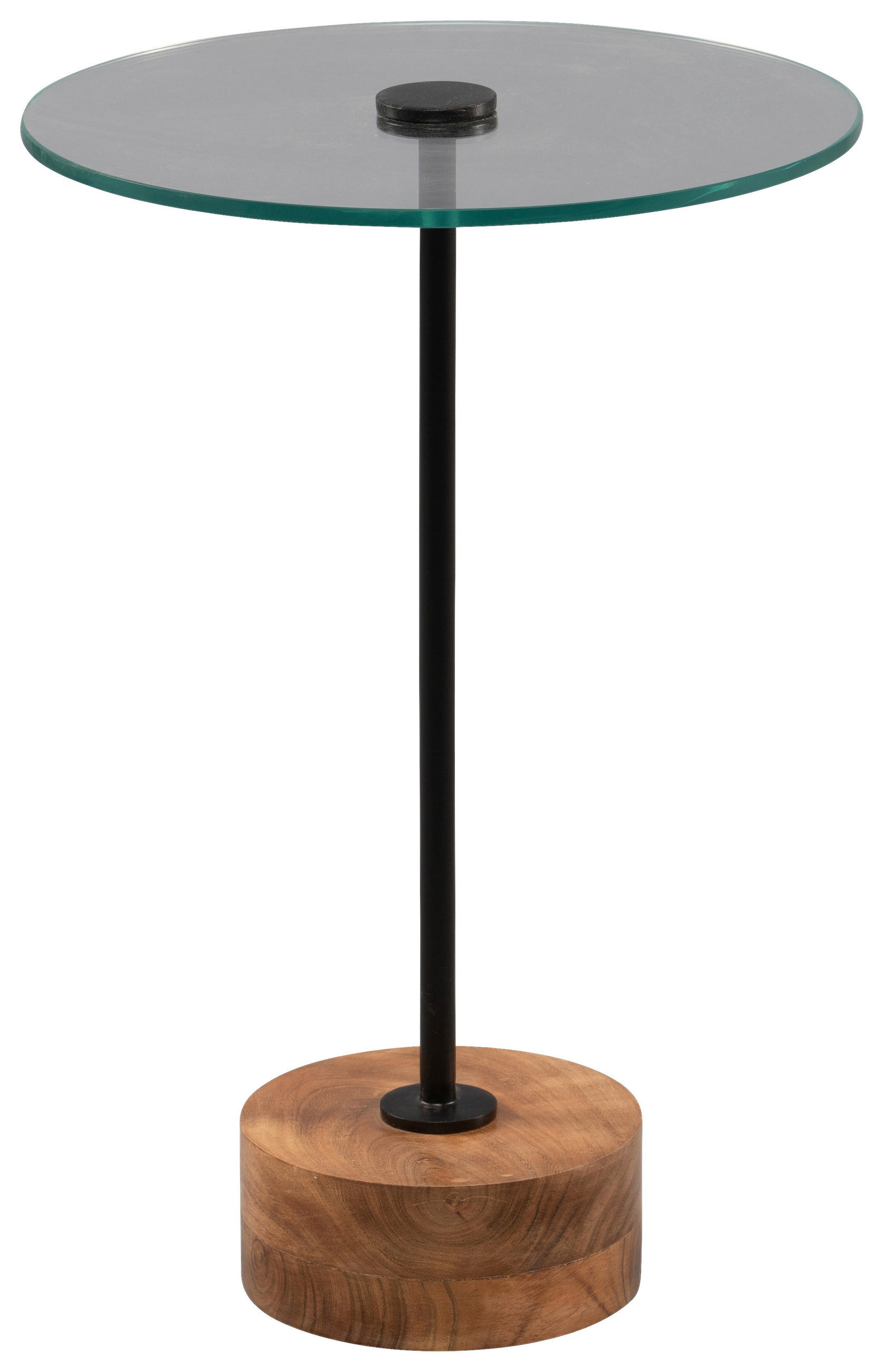 BEISTELLTISCH in Holz, Metall, Glas 35/35/53 cm  - Schwarz/Akaziefarben, Basics, Glas/Holz (35/35/53cm)