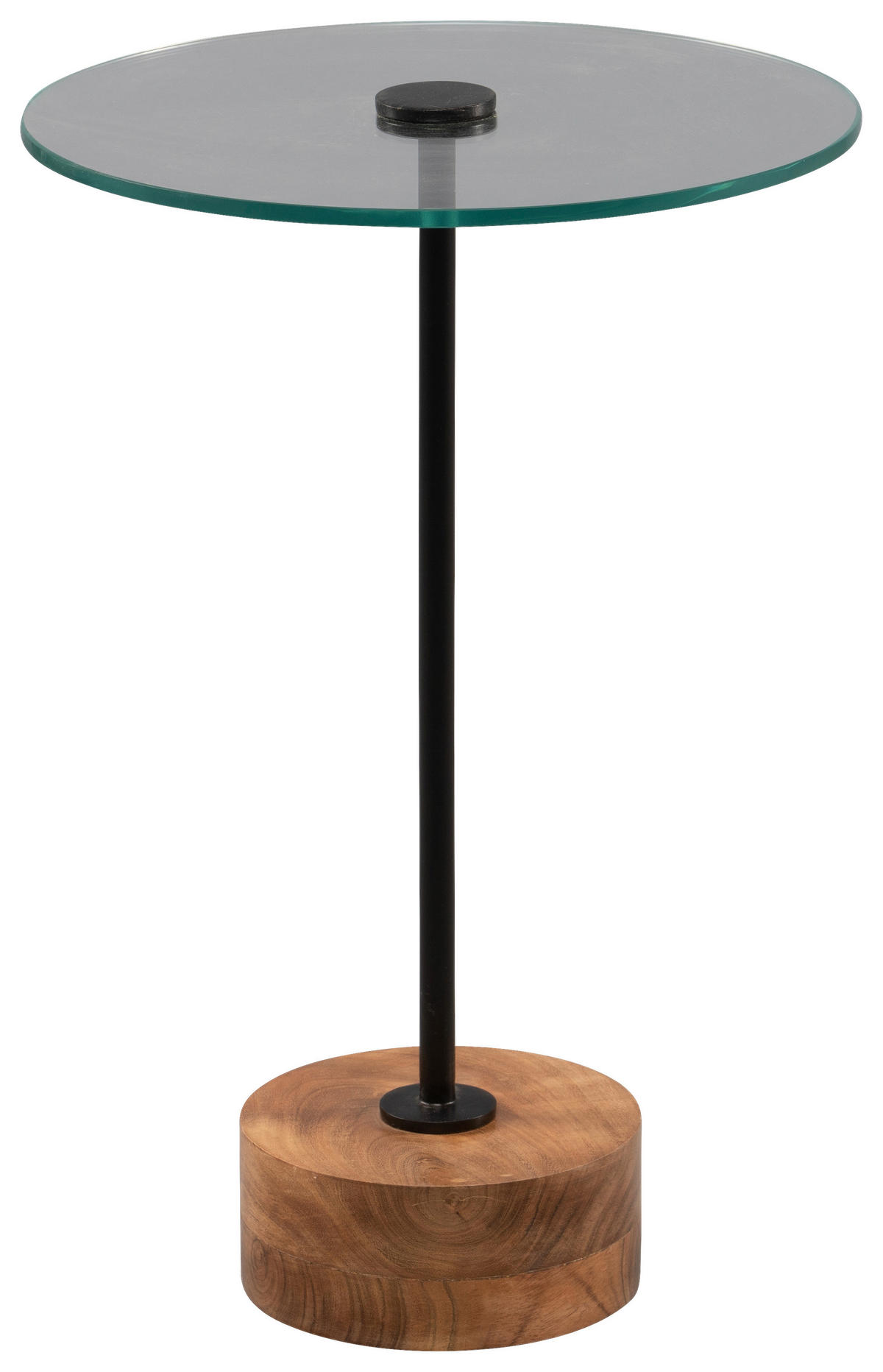 BEISTELLTISCH in Holz, Metall, Glas 35/35/53 cm  - Schwarz/Akaziefarben, Basics, Glas/Holz (35/35/53cm)