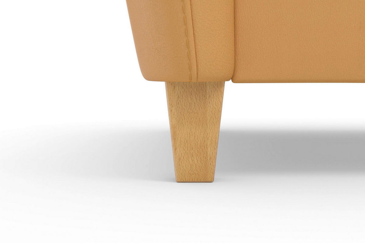 2-SITZER-SOFA PALMERA E Currygelb Echtleder  - Currygelb/Eichefarben, Basics, Leder/Holz (149/89/89cm) - Sit & More