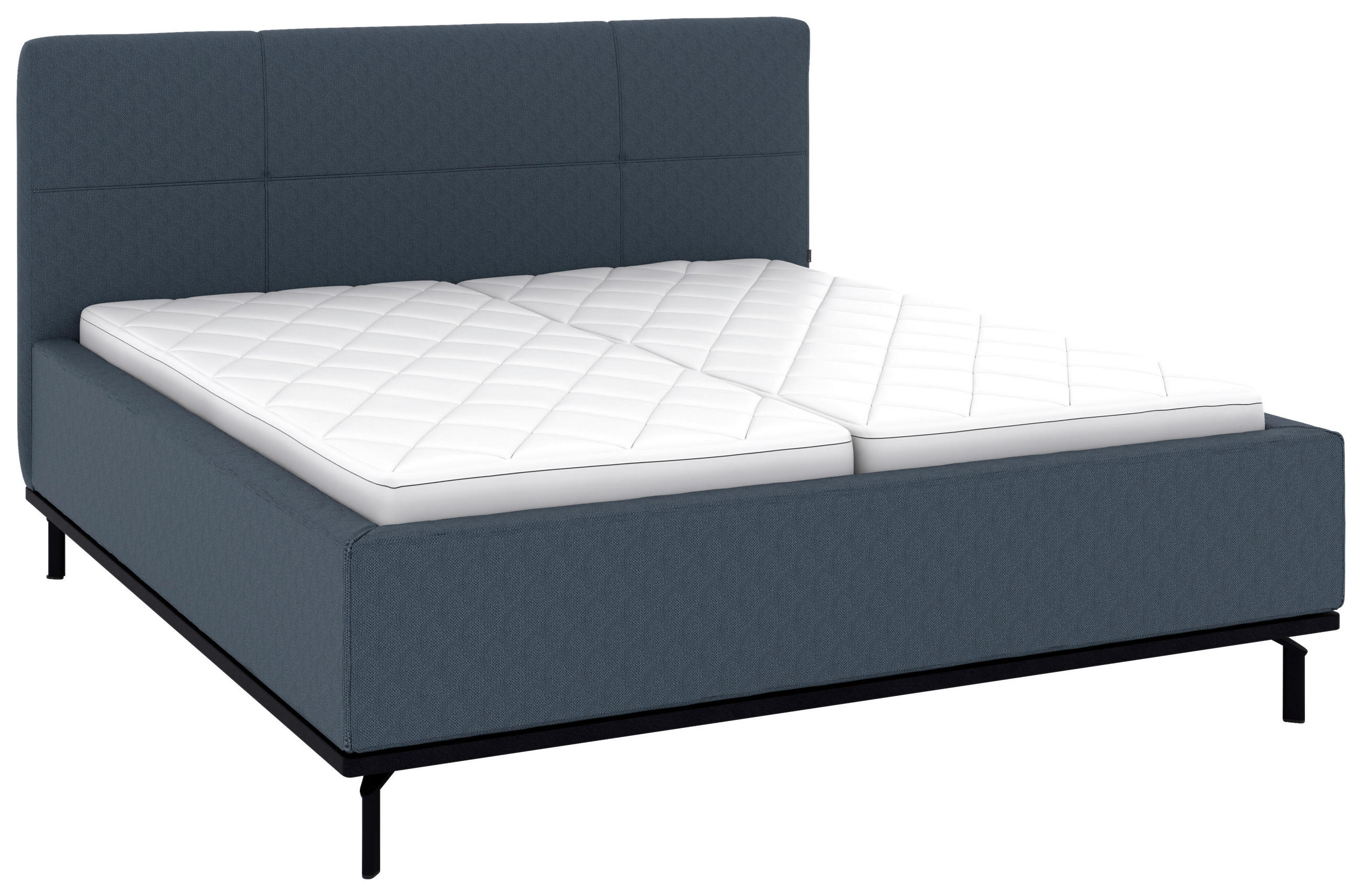 POLSTERBETT 180/200 cm,  in Dunkelblau, Matratze, Lattenrost, Bettkasten, H3 + H3 = fest  - Graphitfarben/Weiß, Design, Holz/Textil (180/200cm) - Musterring