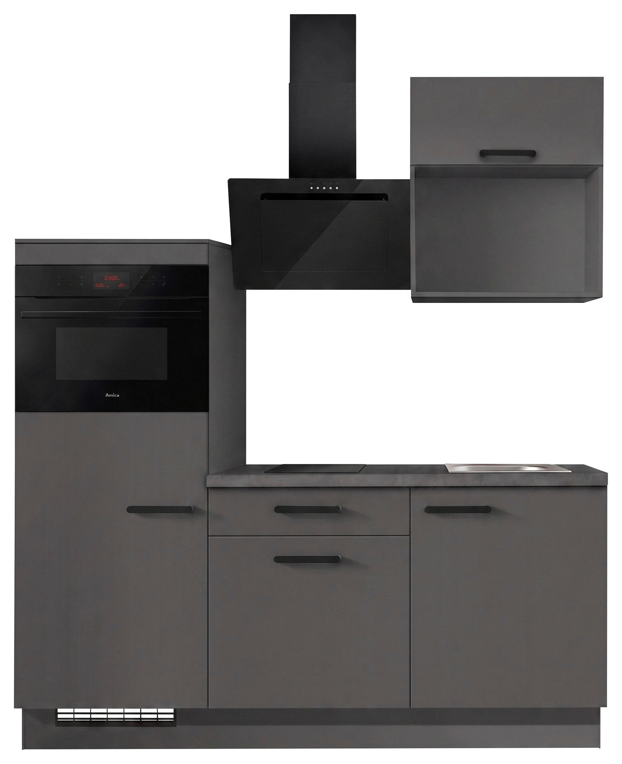 KÜCHENLEERBLOCK IP1200 180 cm  in Graphitfarben  - Schieferfarben/Schwarz, Basics, Holzwerkstoff/Metall (180cm) - Impuls