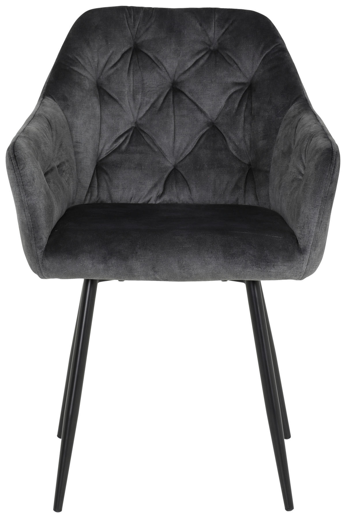 ARMLEHNSTUHL-SET 2 Stück  in Stahl Samt, Velours  - Anthrazit/Schwarz, MODERN, Textil/Metall (56/81/62cm) - MID.YOU