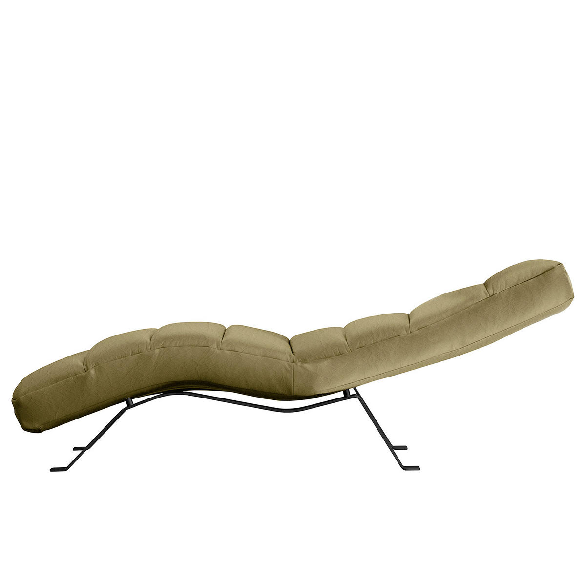 RELAXLIEGE Echtleder Olivgrün  - Schwarz/Olivgrün, Design, Leder/Metall (65/65-95/171cm) - Livetastic