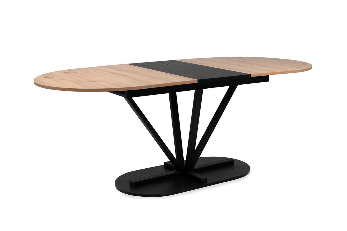 ESSTISCH - Schwarz/Eiche Artisan, MODERN, Holzwerkstoff/Metall (160-200/90/76cm) - Livetastic