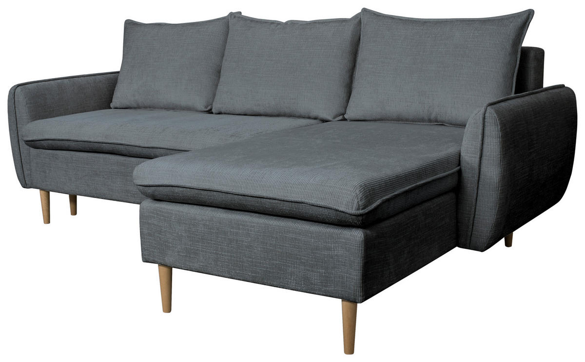 ECKSOFA Graphitfarben Chenille  - Buchefarben/Graphitfarben, KONVENTIONELL, Holz/Textil (244/163cm) - Carryhome