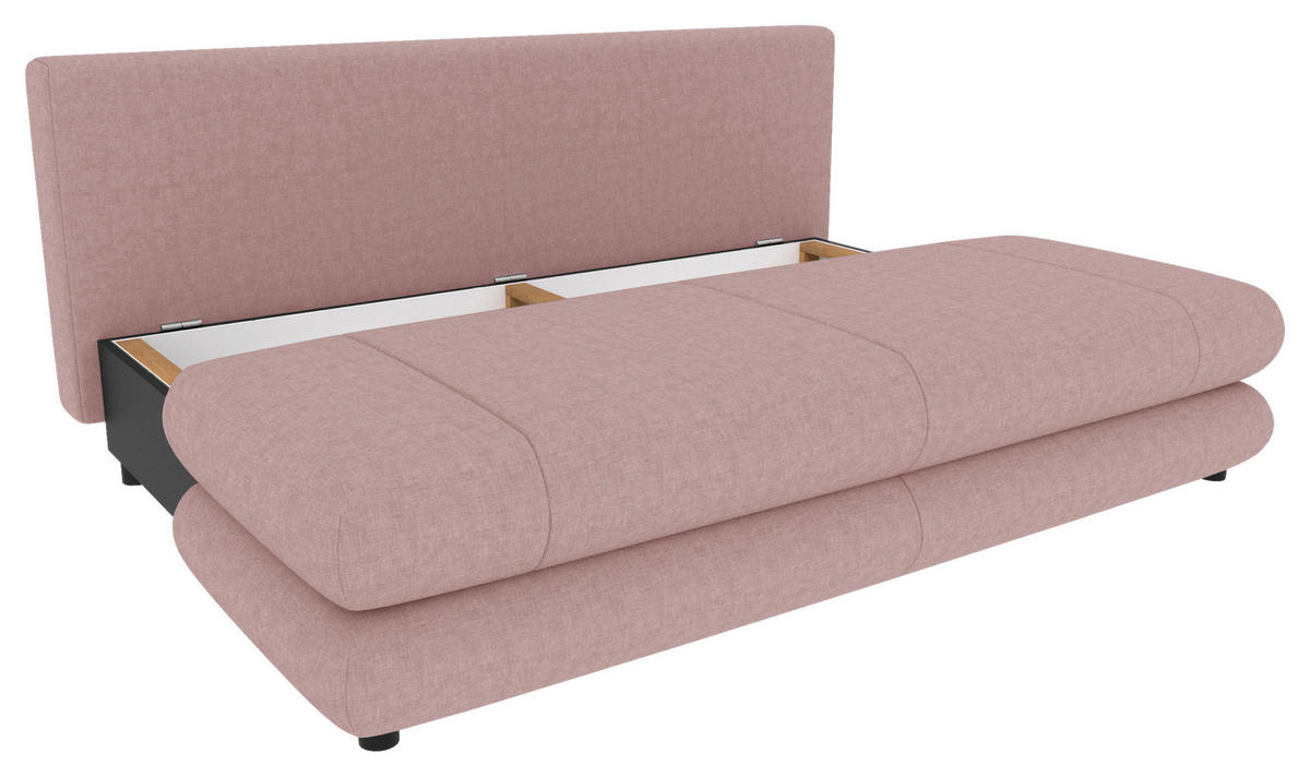 SCHLAFSOFA  mit Liegefunktion, Rücken echt Mikrofaser Rosa  - Schwarz/Rosa, KONVENTIONELL, Kunststoff/Textil (212/93/90cm) - Carryhome