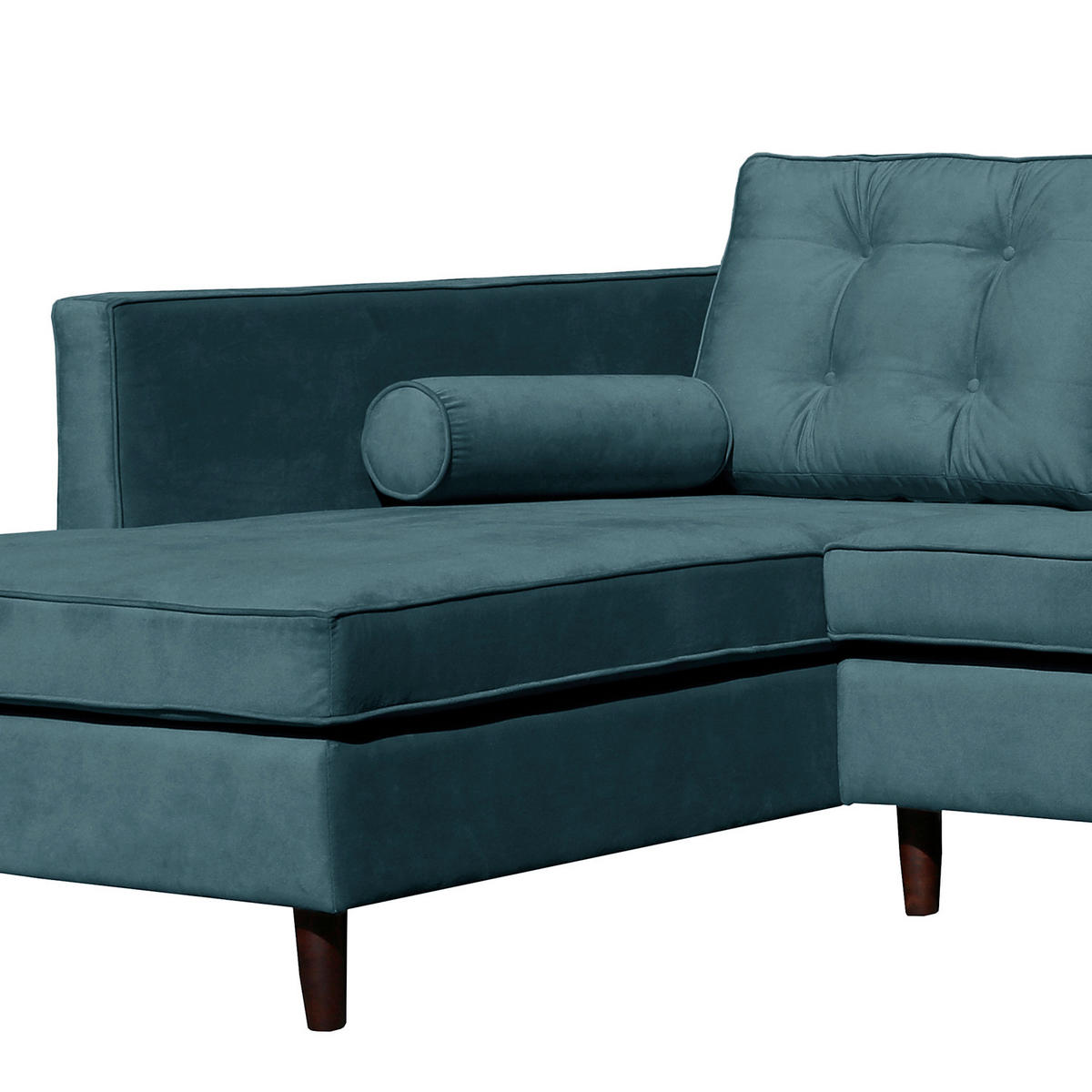 ECKSOFA VANCOUVER Dunkelblau Mikrofaser Zierkissen, Rückenkissen  - Braun/Dunkelblau, Design, Holz/Textil (169/240cm) - P & B